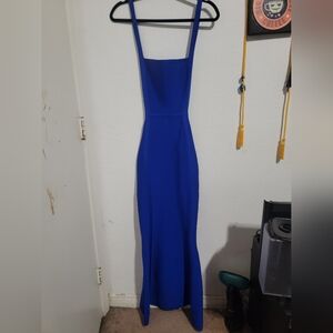 Elegant Blue Complete Backless Dress